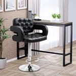 Black leather adjustable barstool 