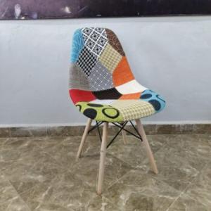 Armless Fabric Patch Dining Chair 