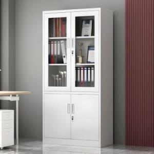 2-door half glass metallic cabinet 