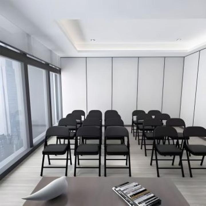 Armless Black Foldable Leather Chair 