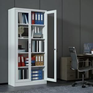 2-Door metallic full glass office cabinet 