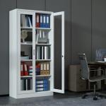 2-Door metallic full glass office cabinet 
