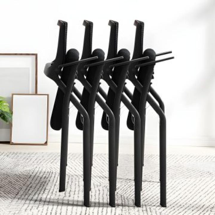 Black Modern Task Chair with Fixed Arms 