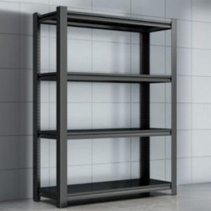 Black 4-Shelf Steel Storage Rack 