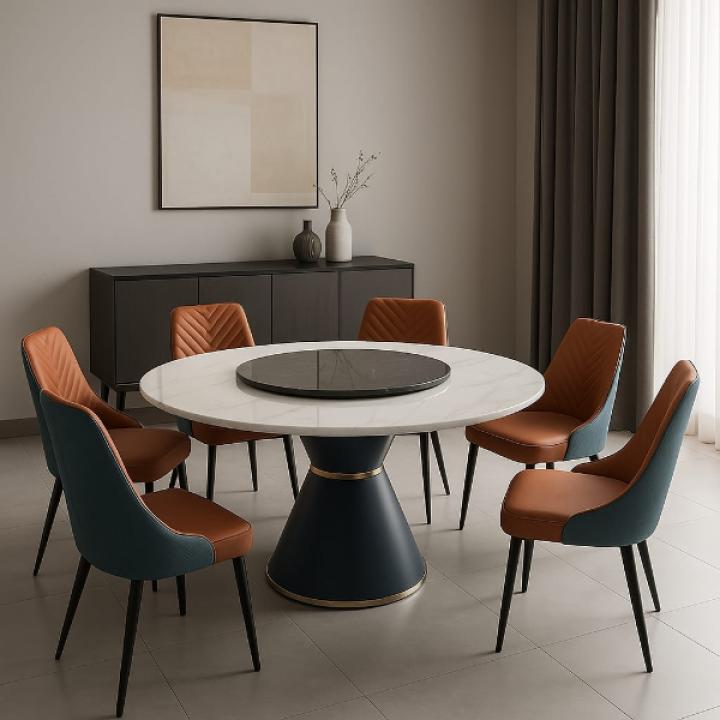 6-Seater Round Marble Set