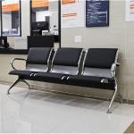3 Seater Metal Link Chair With Black Padding