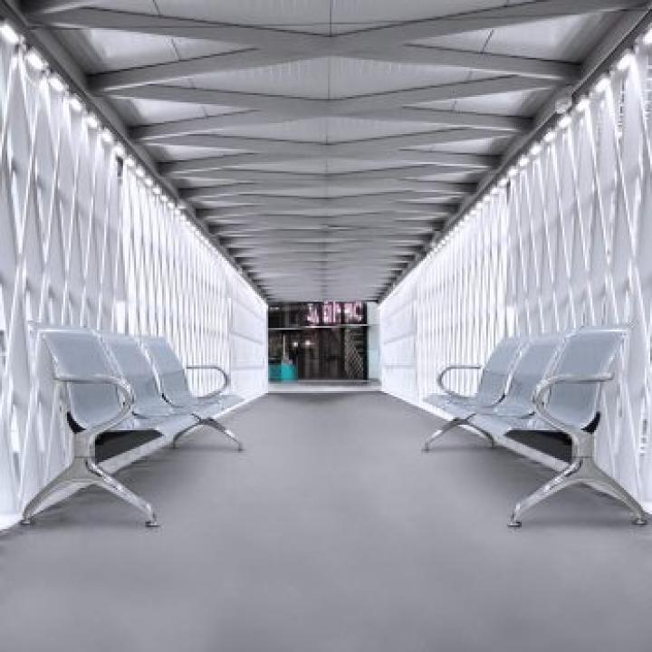 3-Link metallic office waiting bench 