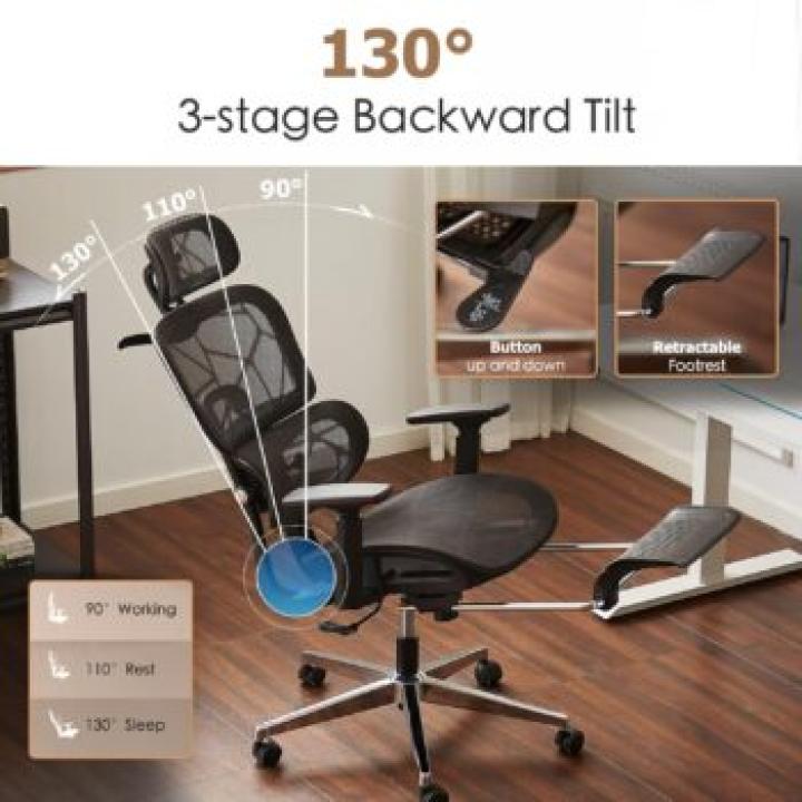 Ergonomic High-Back Office Chair With Footrest 