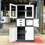 2-Door metallic office cabinet with safe 