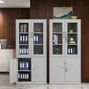 2-Door Half Glass Metallic Office Filling Cabinet 