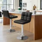 Adjustable swivel leather barstool 