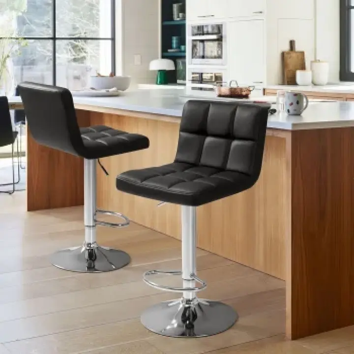 Adjustable swivel leather barstool 